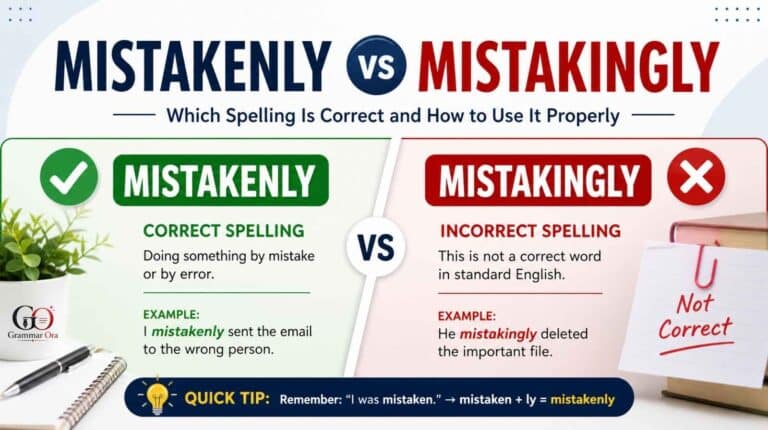Mistakenly vs Mistakingly