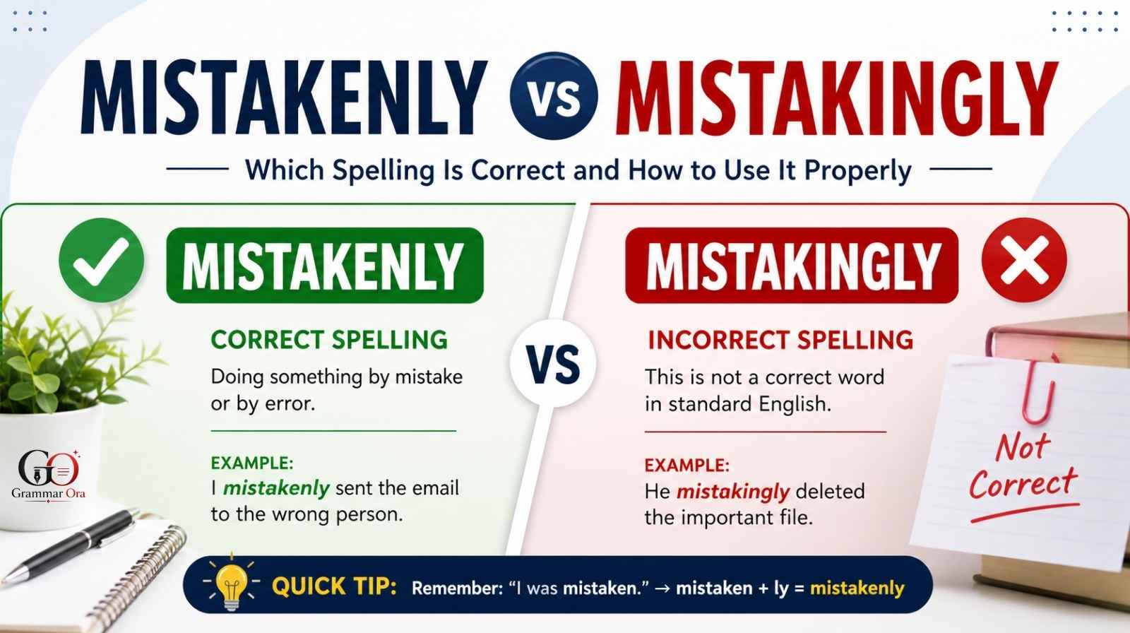 Mistakenly vs Mistakingly